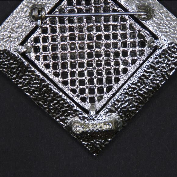 Vintage Brooch Pin Silver Tone Square Or Diamond Shape Sarah Coventry Gift Box - Picture 3 of 4